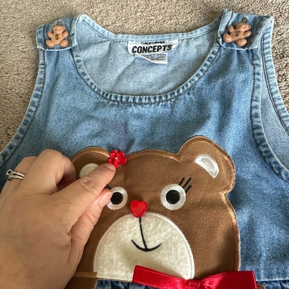 Vtg bear overall denim jean dress 6 - Picture 2 of 5